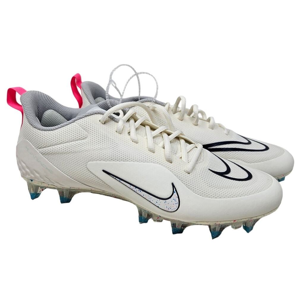 NEW Nike 12 Alpha Huarache 8 Pro Lacrosse White Cleats Swoosh Lace Up Athletic